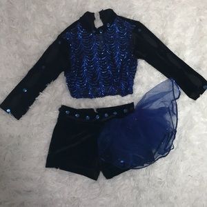 Black and blue top and side skirt (dance costume)